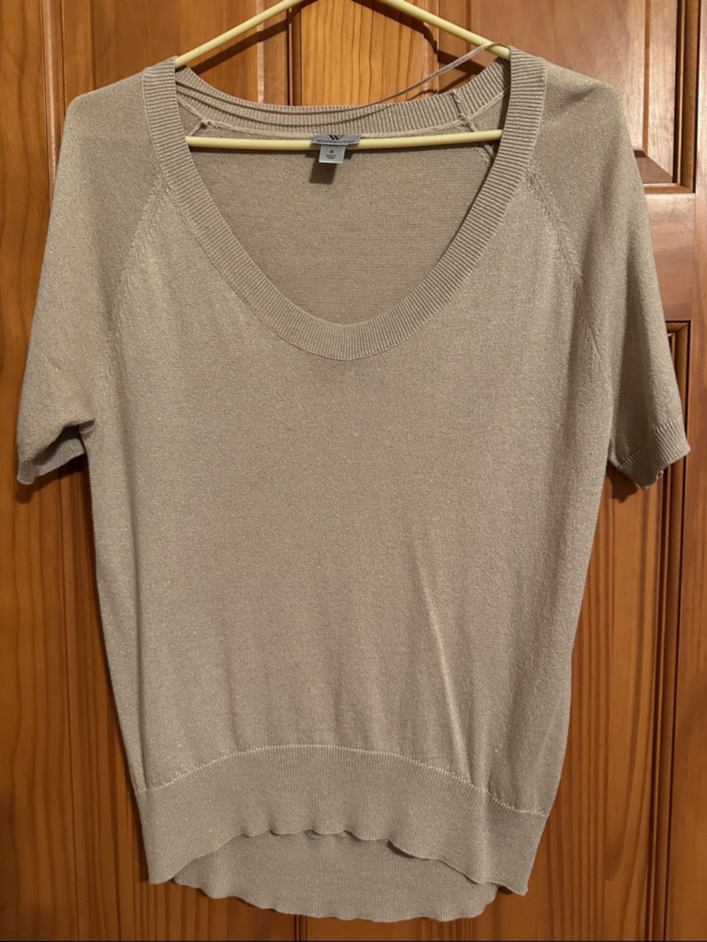Worthington gold shimmery Taupe Scoop Neck Short Sleeve Top like new